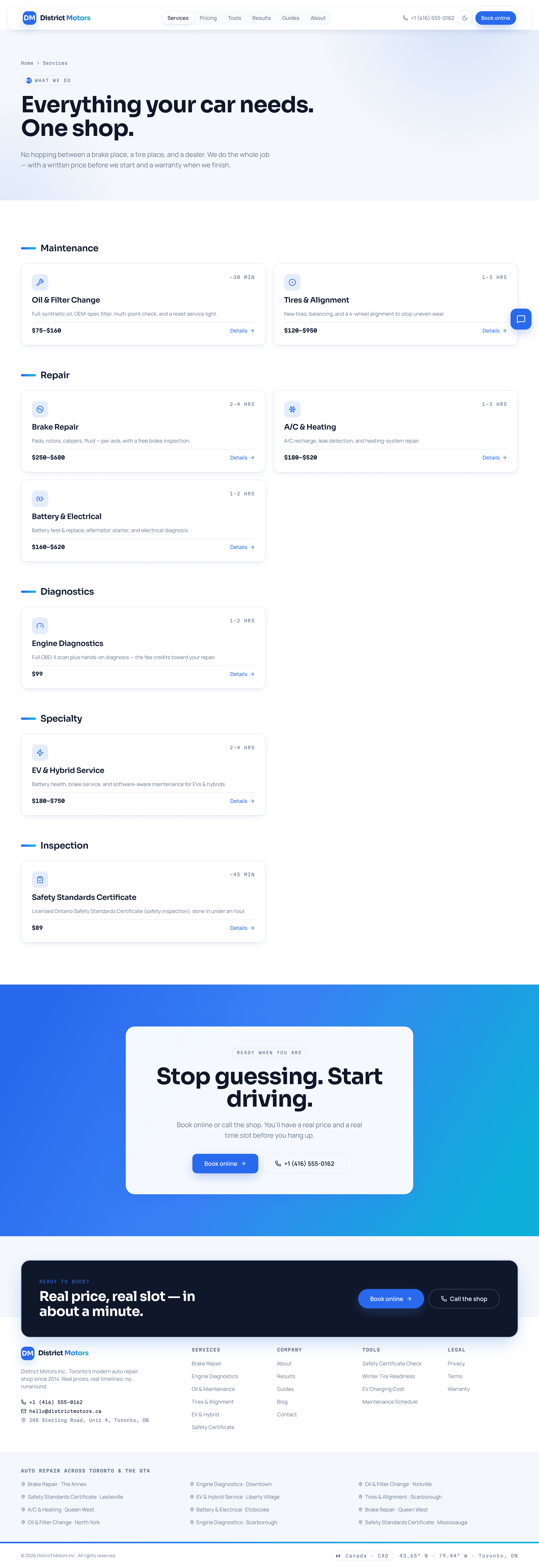 District Motors — Services