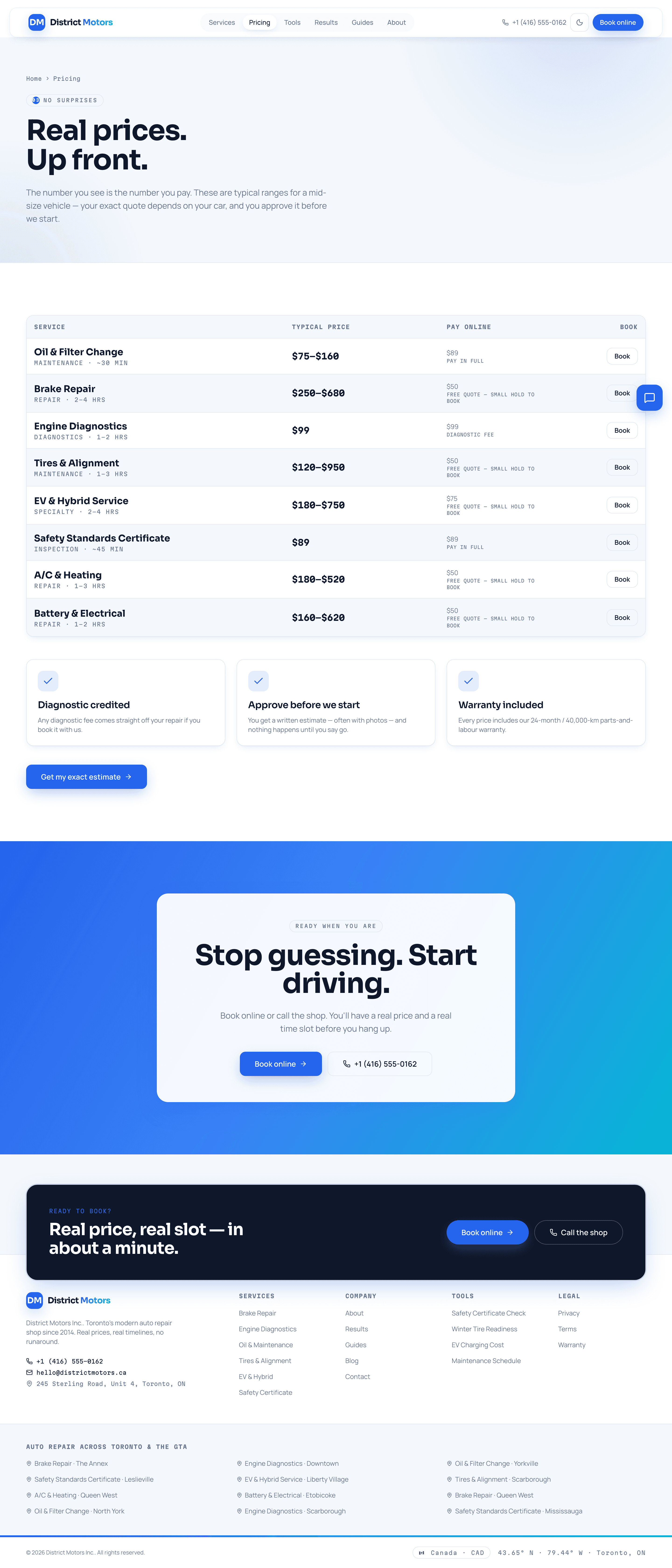 District Motors — Pricing