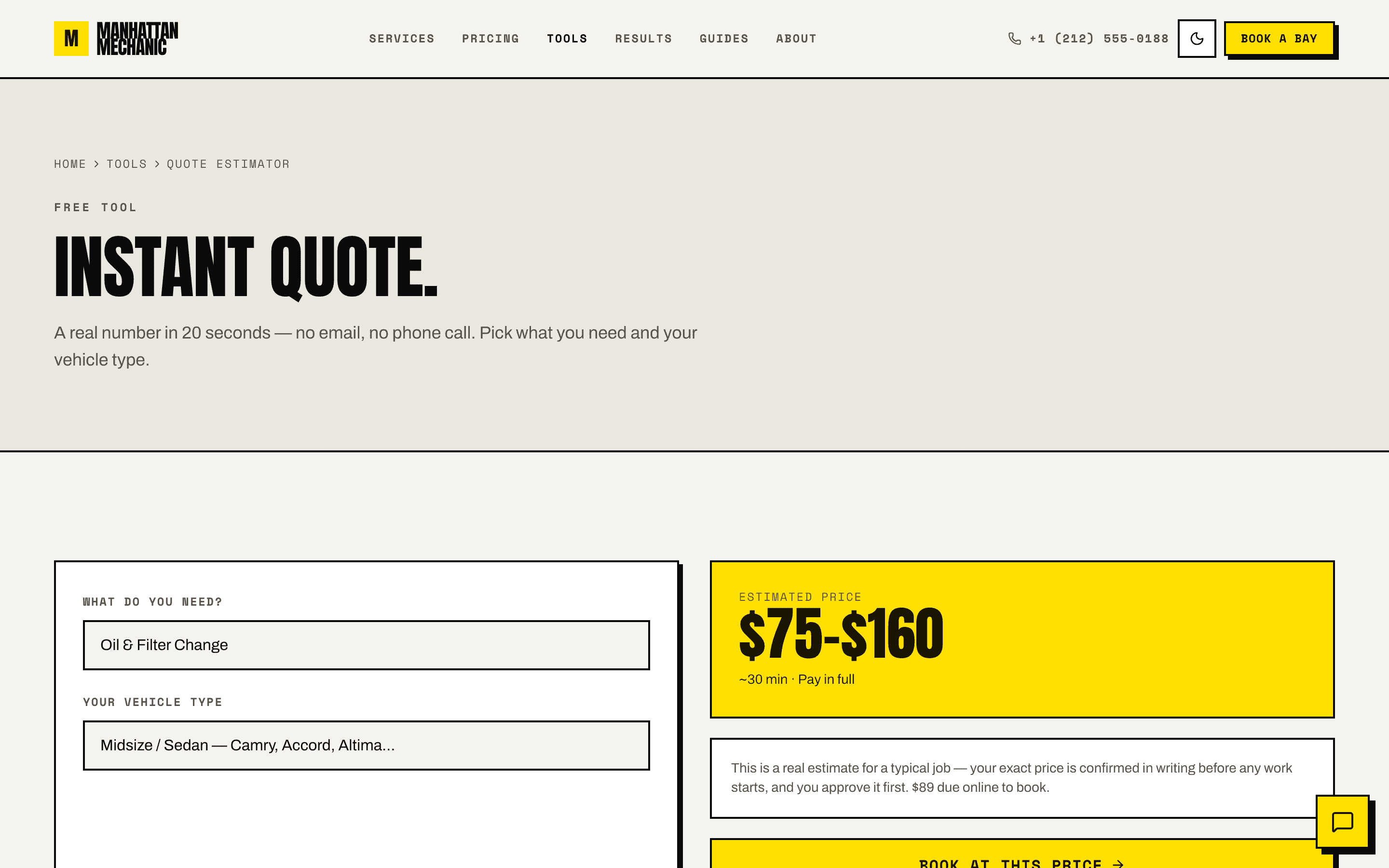 Manhattan Mechanic — Instant quote estimator