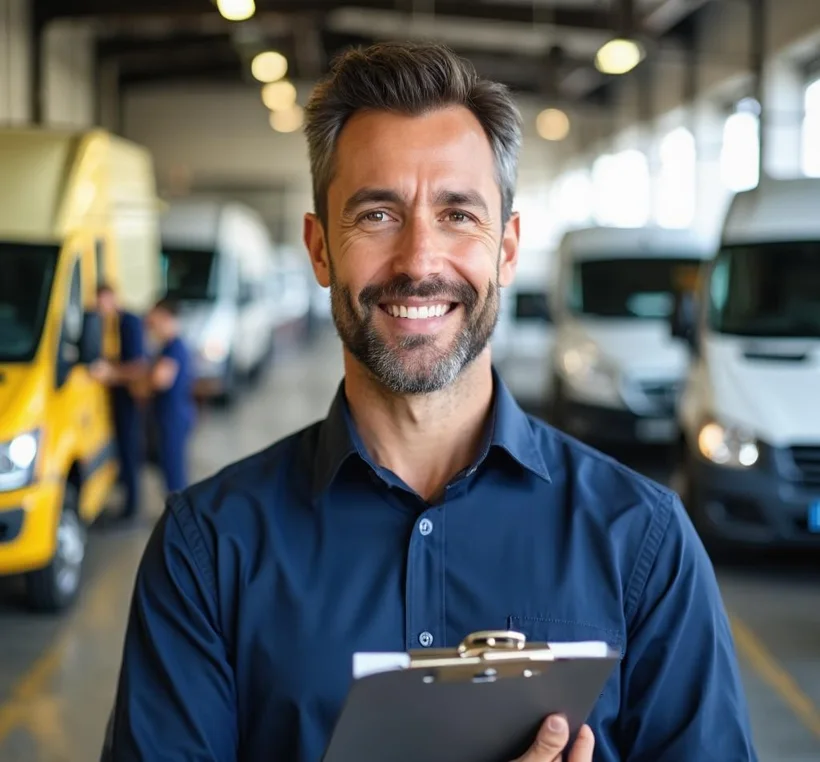 Marcus Delaney, lead fleet account manager at FleetCare, holding a clipboard