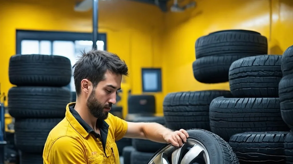 TyreHub technician fitting a tyre to an alloy wheel in the fitting bay